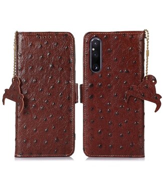 SoFetch Bruin Struisvogel Bookcase Hoesje Sony Xperia 1 V