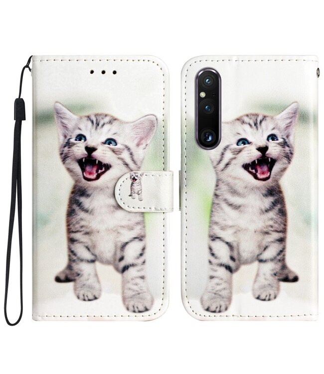 SoFetch  Kitten Bookcase Hoesje voor de Sony Xperia 1 V