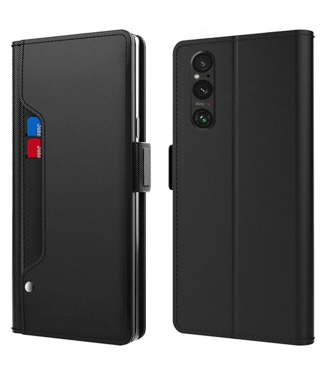SoFetch Zwart Pasjeshouder Bookcase Hoesje voor de Sony Xperia 1 V