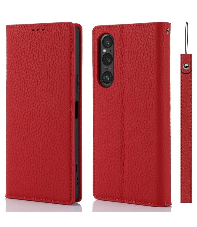 SoFetch Rood Bookcase Hoesje voor de Sony Xperia 1 V