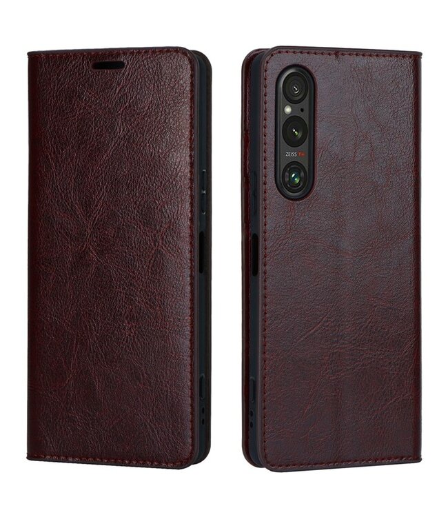 SoFetch Donkerbruin Glad Bookcase Hoesje voor de Sony Xperia 1 V