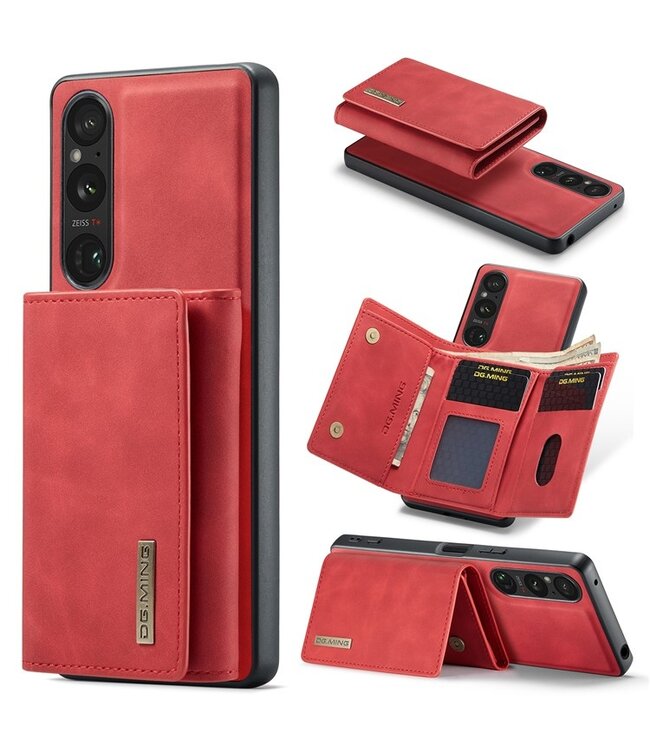 DG.Ming Rood Portemonnee Bookcase Hoesje voor de Sony Xperia 1 V