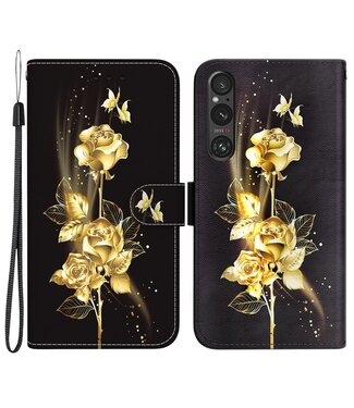 SoFetch Gouden Vlinder Bookcase Hoesje Sony Xperia 1 V