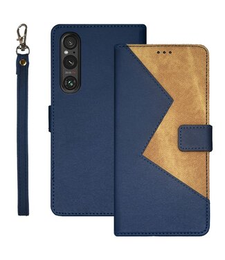 Idewei Blauw Bookcase Hoesje met Koord Sony Xperia 1 V