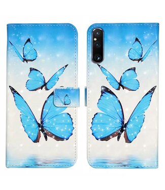 SoFetch Blauwe Vlinders Bookcase Hoesje Sony Xperia 1 V