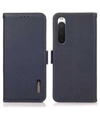 Khazneh Blauw RFID Bookcase Hoesje Sony Xperia 10 V