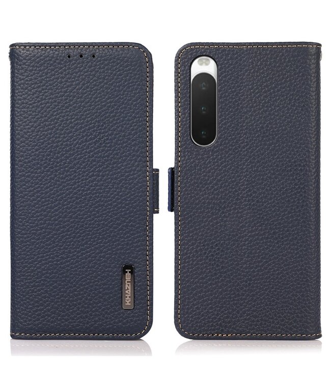 Khazneh Blauw RFID Bookcase Hoesje voor de Sony Xperia 10 V