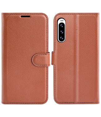 SoFetch Bruin Litchee Bookcase Hoesje Sony Xperia 10 V