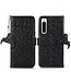 SoFetch Zwart RFID Struisvogel Bookcase Hoesje voor de Sony Xperia 10 V