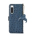 SoFetch Blauw RFID Struisvogel Bookcase Hoesje voor de Sony Xperia 10 V