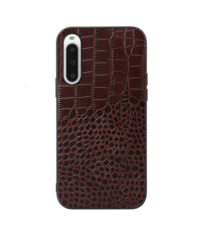 SoFetch Koffiebruin Krokodillen Bookcase Hoesje voor de Sony Xperia 10 V