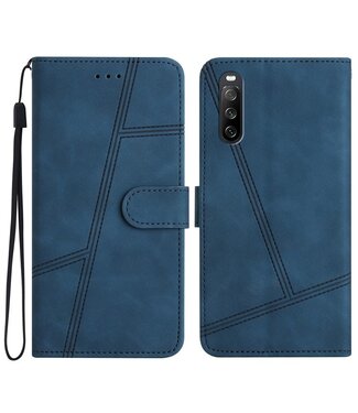 SoFetch Blauw Modern Bookcase Hoesje met Handriem Sony Xperia 10 V