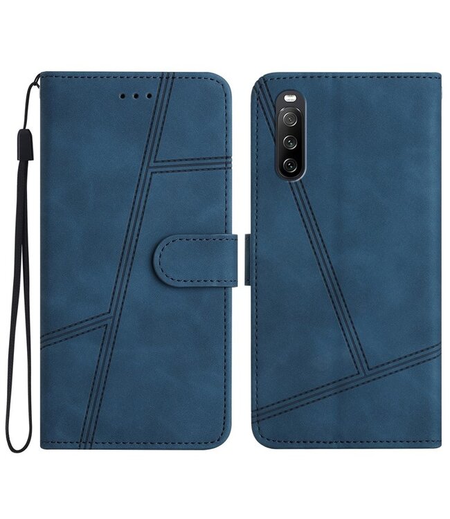 SoFetch Blauw Modern Bookcase Hoesje met Handriem voor de Sony Xperia 10 V