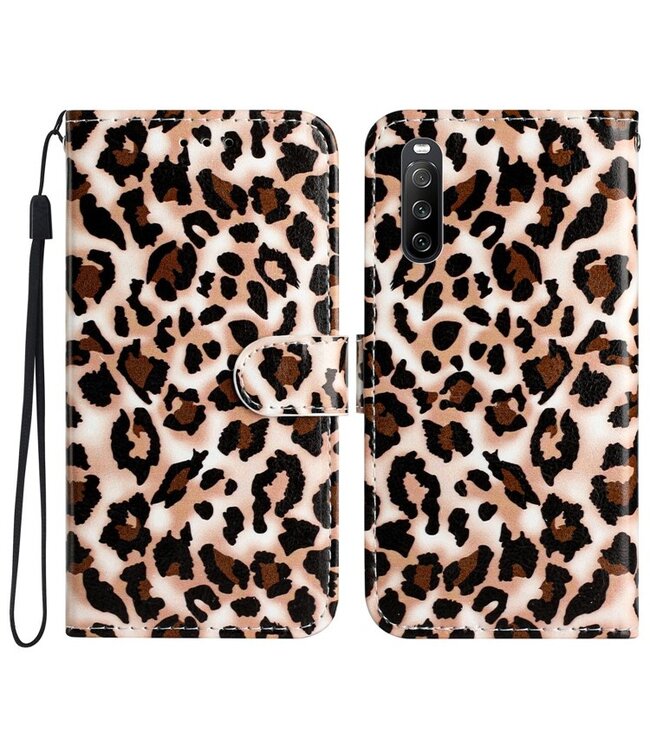 SoFetch  Luipaard Bookcase Hoesje met Handriem voor de Sony Xperia 10 V