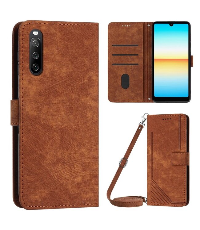 SoFetch Bruin Pasjeshouder Bookcase Hoesje voor de Sony Xperia 10 V