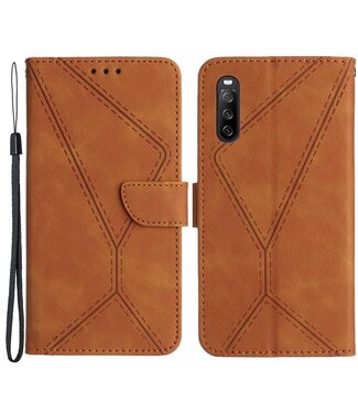 SoFetch Bruin Geometrisch Bookcase Hoesje Sony Xperia 10 V