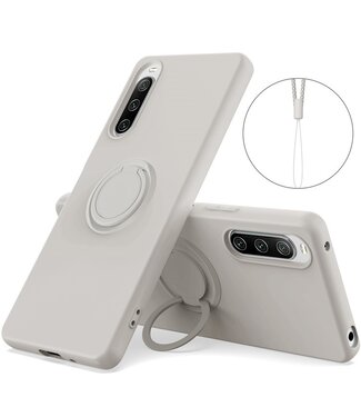 SoFetch Grijs Ring Houder Siliconen Hoesje Sony Xperia 10 V