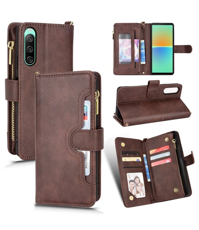 SoFetch Bruin Portemonnee Bookcase Hoesje voor de Sony Xperia 10 V