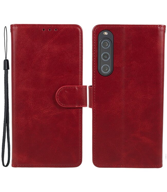 SoFetch Rood Bookcase Hoesje voor de Sony Xperia 10 V