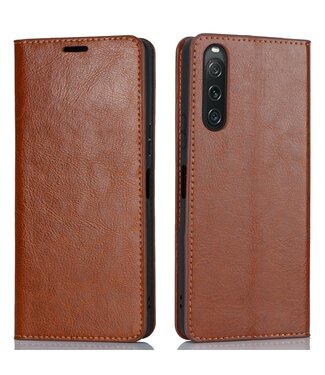SoFetch Bruin Glad Bookcase Hoesje Sony Xperia 10 V