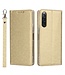 SoFetch Goud Zijde Bookcase Hoesje met Handriem voor de Sony Xperia 10 V