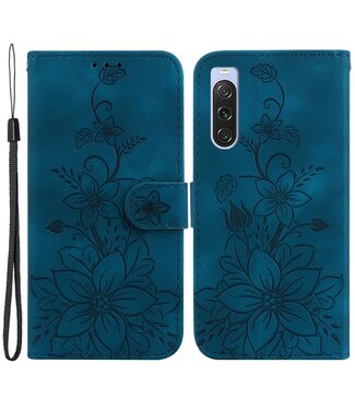 SoFetch Donkerblauw Lily Bookcase Hoesje met Handriem Sony Xperia 10 V