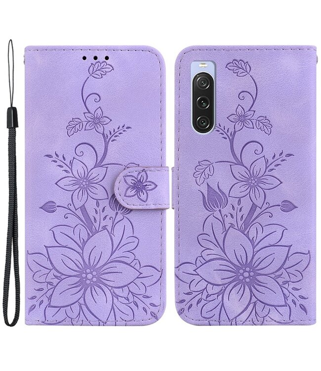 SoFetch Paars Lily Bookcase Hoesje met Handriem voor de Sony Xperia 10 V