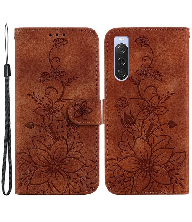 SoFetch Bruin Lily Bookcase Hoesje met Handriem voor de Sony Xperia 10 V