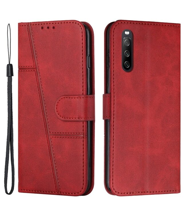 SoFetch Rood Bookcase Hoesje met Handriem voor de Sony Xperia 10 V