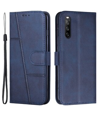 SoFetch Donkerblauw Bookcase Hoesje met Handriem Sony Xperia 10 V