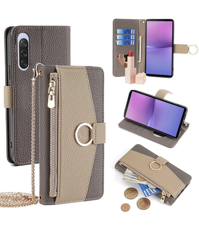 SoFetch Bruin Stijlvol Pouch Hoesje met Koord voor de Sony Xperia 10 V