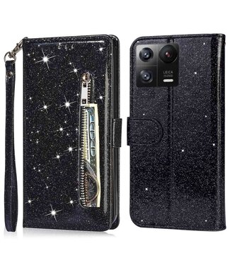 SoFetch Zwart Portemonnee Glitters Bookcase Hoesje Xiaomi 13
