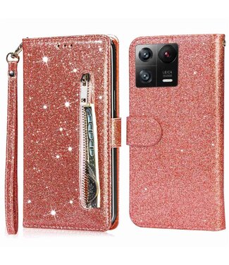 SoFetch Rozegoud Portemonnee Glitters Bookcase Hoesje Xiaomi 13