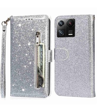 SoFetch Zilver Portemonnee Glitters Bookcase Hoesje Xiaomi 13