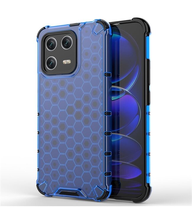 SoFetch Blauw Valbestendig Honingraat Hybride Hoesje voor de Xiaomi 13