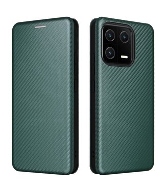 SoFetch Groen Magnetisch Carbontextuur Bookcase Hoesje Xiaomi 13