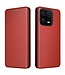 SoFetch Rood Magnetisch Carbontextuur Bookcase Hoesje voor de Xiaomi 13