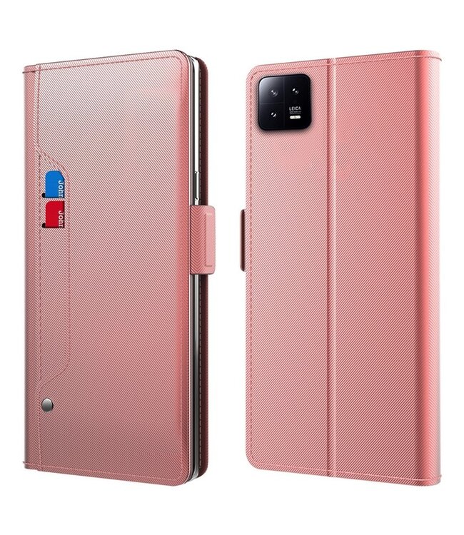 SoFetch Rozegoud Pasjeshouder Elegant Bookcase Hoesje voor de Xiaomi 13