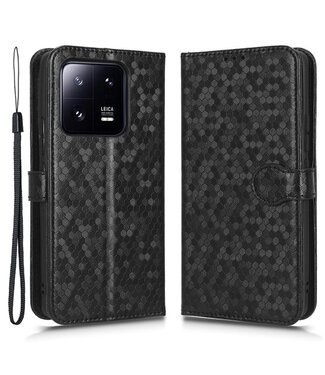 SoFetch Zwart Stippen Bookcase Hoesje met Polsbandje Xiaomi 13