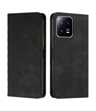 SoFetch Zwart Ruiten Bookcase Hoesje Xiaomi 13