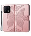 SoFetch Rozegoud Vlinder Bookcase Hoesje met Polsbandje voor de Xiaomi 13