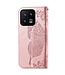 SoFetch Rozegoud Vlinder Bookcase Hoesje met Polsbandje voor de Xiaomi 13