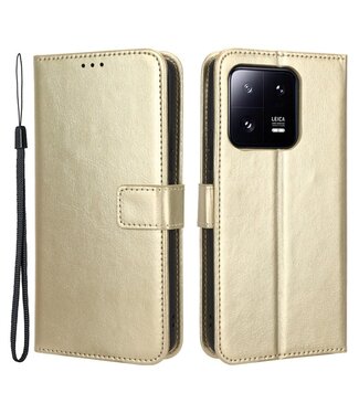 SoFetch Goud Glad Bookcase Hoesje met Polsbandje Xiaomi 13