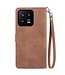 SoFetch Bruin Portemonnee Bloem Bookcase Hoesje voor de Xiaomi 13