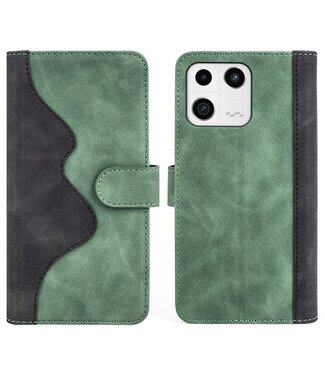 SoFetch Groen Twee kleuren Bookcase Hoesje Xiaomi 13