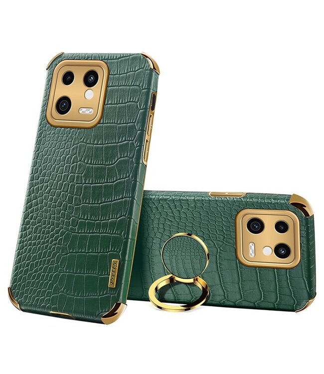 SoFetch Groen Ring Houder Krokodillen Hybride Hoesje voor de Xiaomi 13