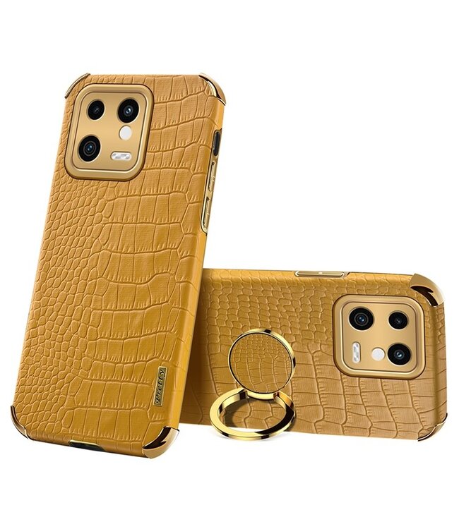 SoFetch Geel Ring Houder Krokodillen Hybride Hoesje voor de Xiaomi 13