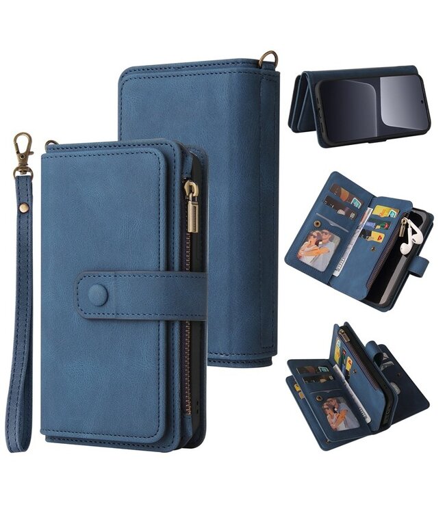 SoFetch Blauw Portemonnee Bookcase Hoesje met Polsbandje voor de Xiaomi 13