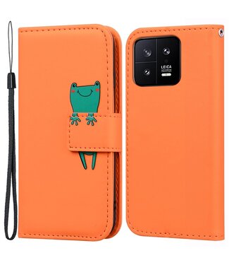 SoFetch Oranje Kikker Bookcase Hoesje met Polsbandje Xiaomi 13