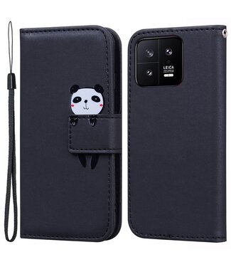 SoFetch Zwart Panda Bookcase Hoesje met Polsbandje Xiaomi 13